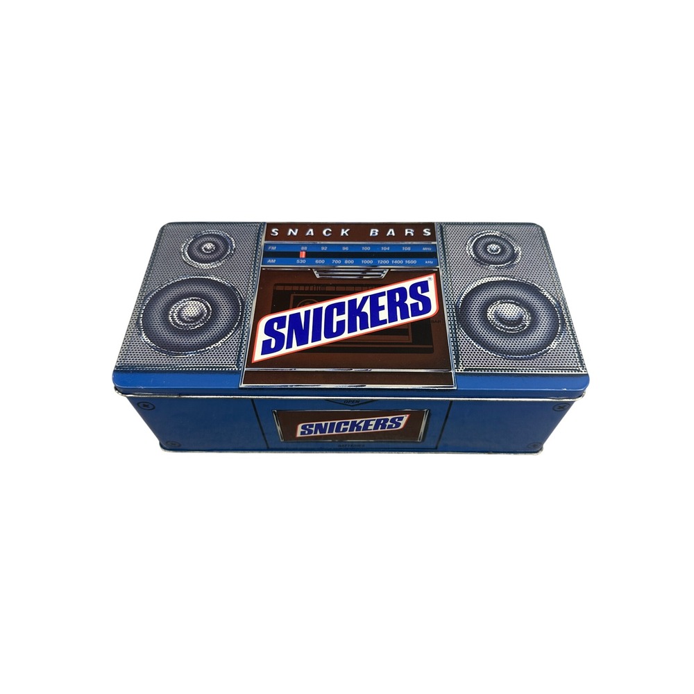 Vintage 1989 Snickers Snack Bars Boombox Radio Collectible Tin 80s Rust Dents